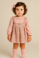Load image into Gallery viewer, Abel &amp; Lula Petal Girls Pink Tweed Pinafore Dress
