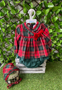 Babine Baby Girls Vestido Dress & Nickers - Red, Green, Gold