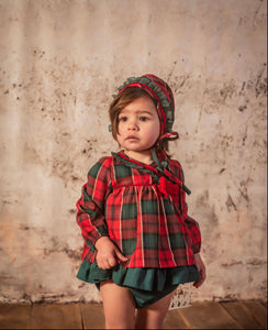 Babine Baby Girls Vestido Dress & Nickers - Red, Green, Gold