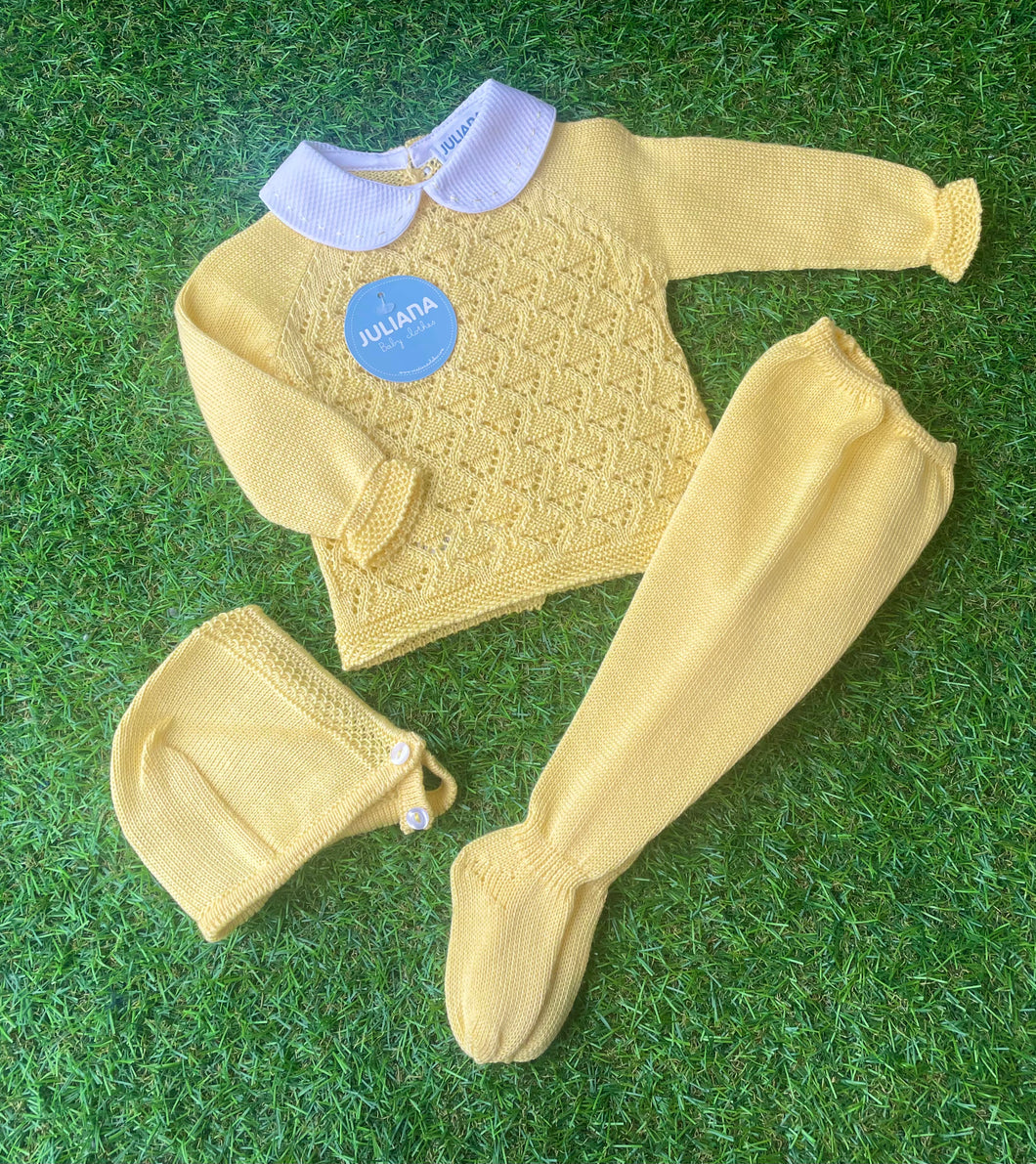 Juliana 3 Piece Knitted Set - Lemon