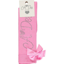 Load image into Gallery viewer, A Dee Annabella Peony Dreams Diamanté Logo Knee High Socks - Peony Pink