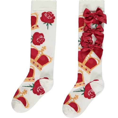 A Dee Cora Crown Knee High Socks - Snow White