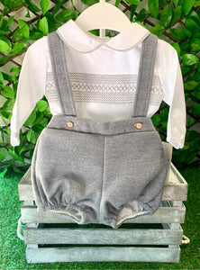 Boys Smocked Hbar Set -Grey