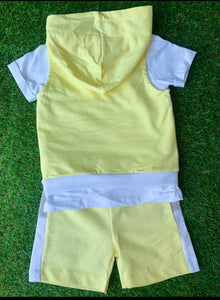 Caramelo Kids Boys Hood Short Set - Lemon