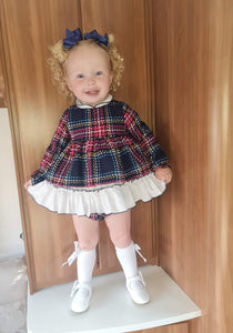 Babine Baby Girls Navy Tartan (Bonnet Not Included)