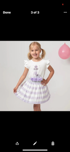 CARAMELO KIDS  Diamanté Light House Striped Skirt Set - Lilac