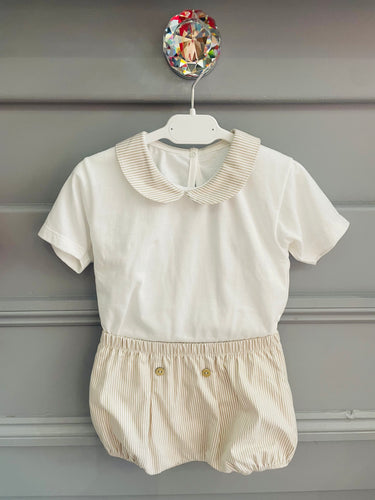 RAPIFE Boys Beige Stripe Bloomer Set