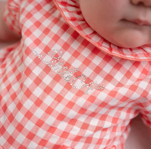 Little A Halo Coral Checked Bloomer Set