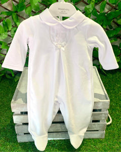 Bluesbaby Baby Boy Velour Sleepsuit - White