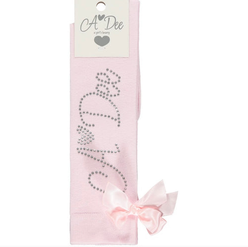 A Dee Annabella Peony Dreams Diamanté Logo Knee High Socks