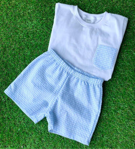 Rapife Boys Stripe Short Set - White & Blue