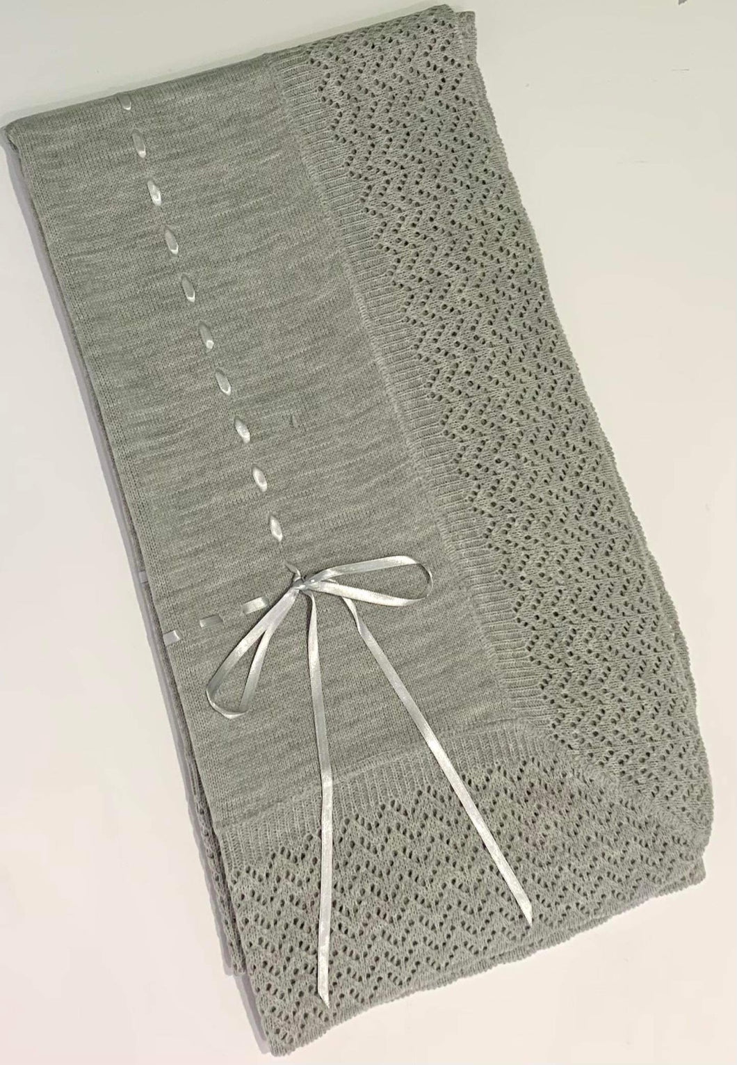 Spanish Knitted Baby Blanket - Grey