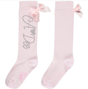 A Dee Annabella Peony Dreams Diamanté Logo Knee High Socks