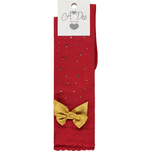 A Dee Queen Ce-Ce Diamanté Knee High Socks - Red