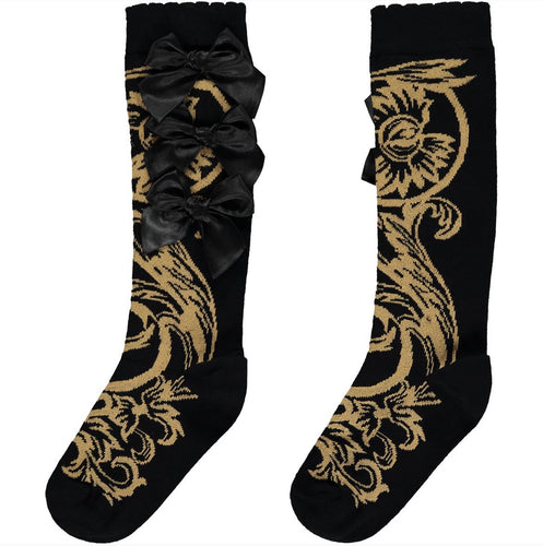 A Dee Bianca Baroque Love Knee High Socks - Black