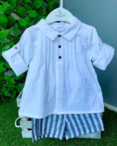 Boys Deolinda "Cooper" Shirt & Navy Striped Shorts