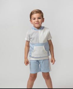 Caramelo Kids Boys Hooded Short Set - Blue