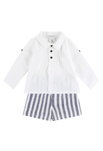 Boys Deolinda "Cooper" Shirt & Navy Striped Shorts