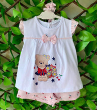 Load image into Gallery viewer, Ebita Pink Bear Short Set &amp; Headband