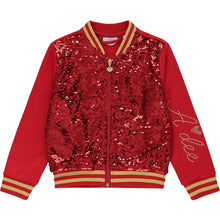 Load image into Gallery viewer, A Dee Crystal Sequin Bomber Jacket - Red