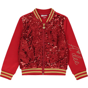 A Dee Crystal Sequin Bomber Jacket - Red