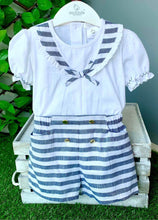 Load image into Gallery viewer, Deolinda Girls Smocked Short Set -Navy