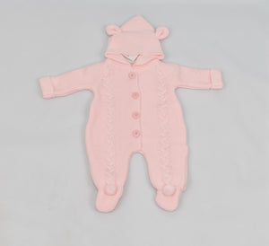 Spanish Baby Girls Knitted Teddy Snowsuit - Pink