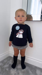 Juliana Boys Snowman 2 Piece Set - Navy