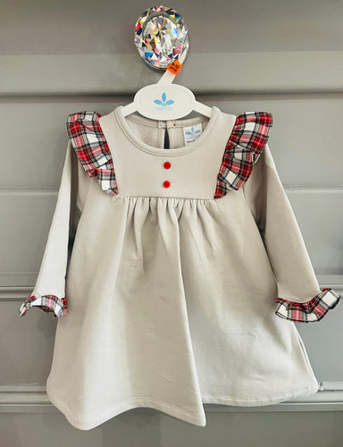 Sardon Girls Grey & Tartan Dress 12 & 24mth