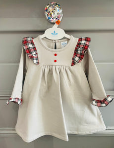 Sardon Girls Grey & Tartan Dress 12 & 24mth