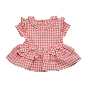 Little A Halo Coral Checked Bloomer Set