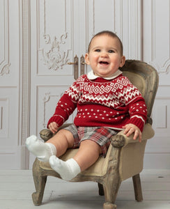 Caramelo Boys 3 Piece Red Fairisle Short Set