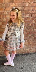 Caramelo Kids Girls Pink & Grey Checker Pinafore Dress 2-3yr 3-4yr & 5-6yr