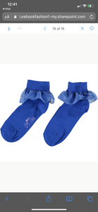 A Dee Selina Bright Blue Frill Ankle Socks