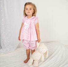 Load image into Gallery viewer, Caramelo Pink Smocked Pyjama Ruffle Crown Bloomer Set