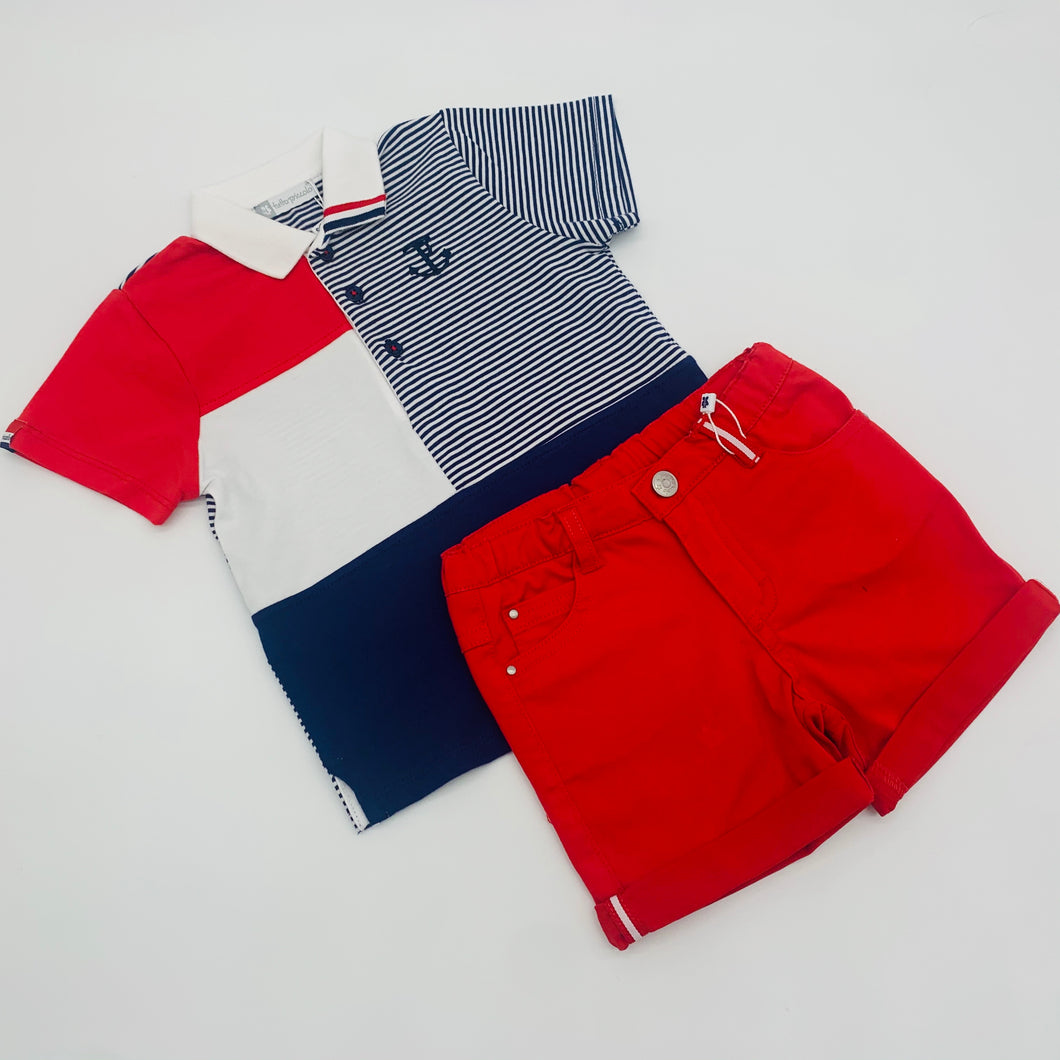 Tutto Boys Red & Navy Short Set