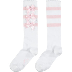 A DEE  Fran Bow Knee High Sock - White