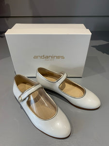 Andanines Metallic White & Gold Mary Janes