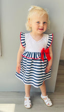 Load image into Gallery viewer, Sardon Blue &amp; White Stripe Dress