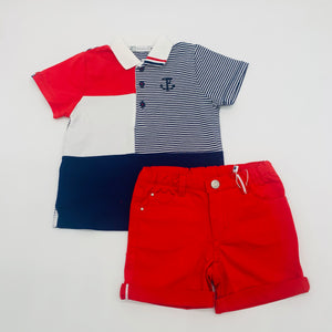 Tutto Boys Red & Navy Short Set