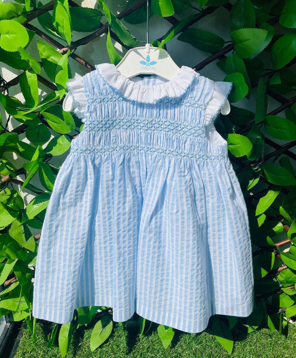 Sardon Girls Baby Blue Smocked Dress – Bubba Booties