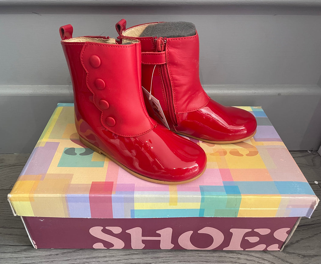 Clearance Boots Red Patent Button Boots