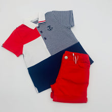 Load image into Gallery viewer, Tutto Boys Red &amp; Navy Short Set