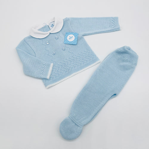 Sardon Baby Boys Blue Knitted 2 Piece Set