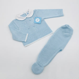 Sardon Baby Boys Blue Knitted 2 Piece Set