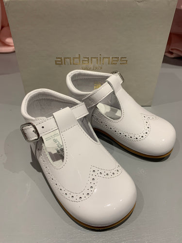 Boys Andanines White Patent High Back Shoes