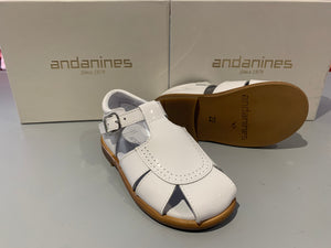 Andanines Boys White Patent Sandals