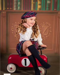 Babine Girls Navy Tartan Skirt Set (Beret Sold Separately) 5yr