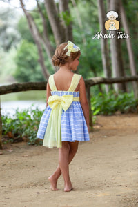 Clearance No Refund or Exchange Abulea Tata Easter Yellow & Blue Puff Ball Dress
