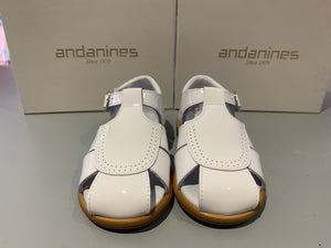 Andanines Boys White Patent Sandals